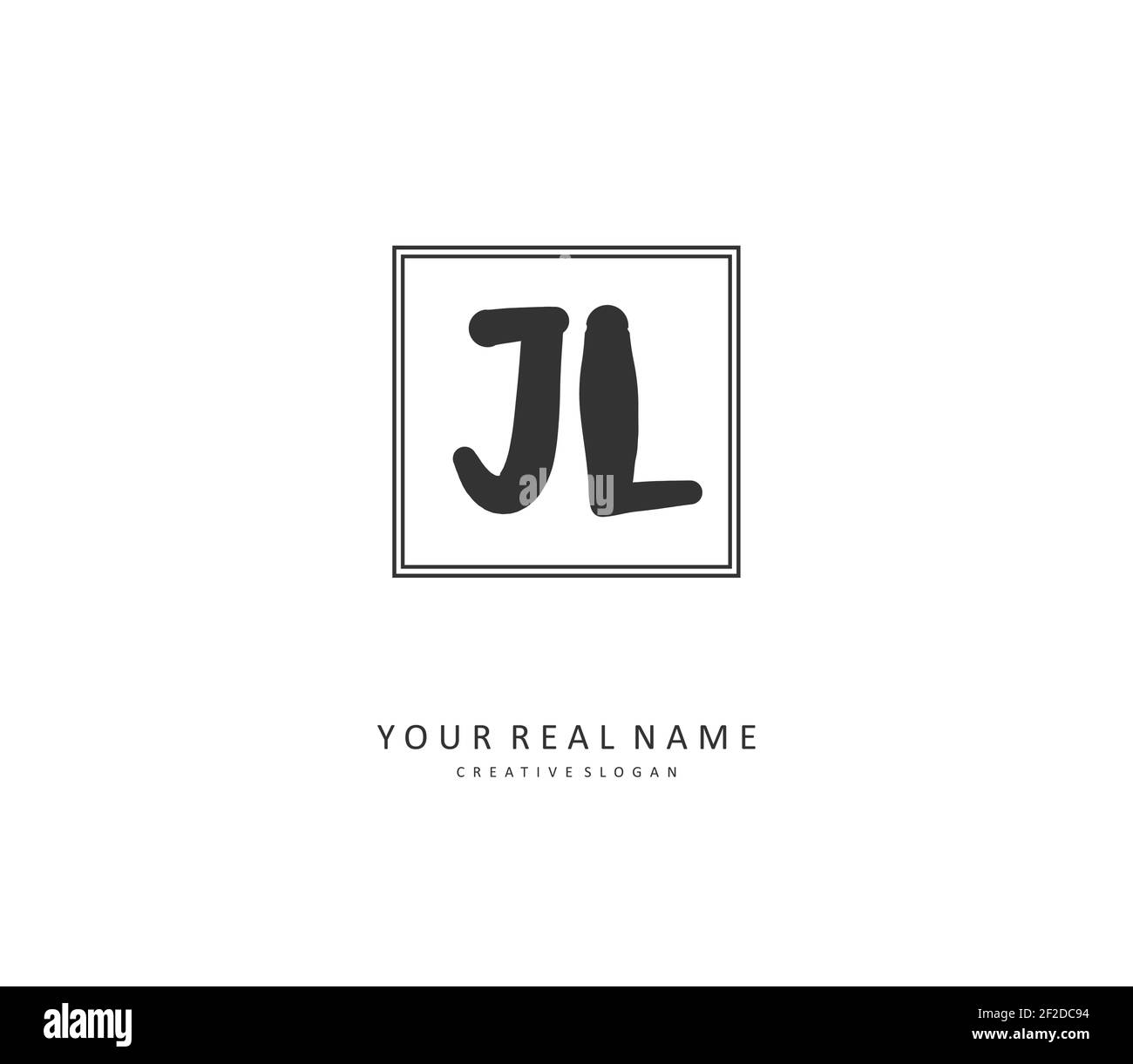 JL Anfangsbuchstabenhandschrift und Signaturlogo. Ein Konzept handschriftlich Initiallogo mit Template-Element. Stock Vektor
