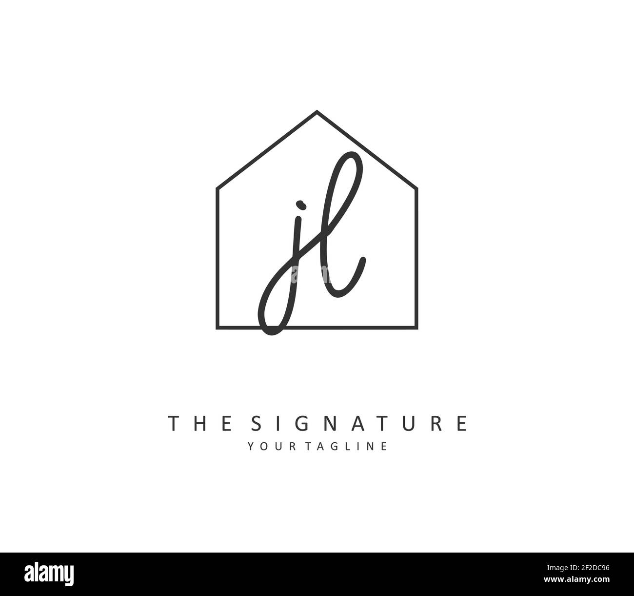 JL Anfangsbuchstabenhandschrift und Signaturlogo. Ein Konzept handschriftlich Initiallogo mit Template-Element. Stock Vektor