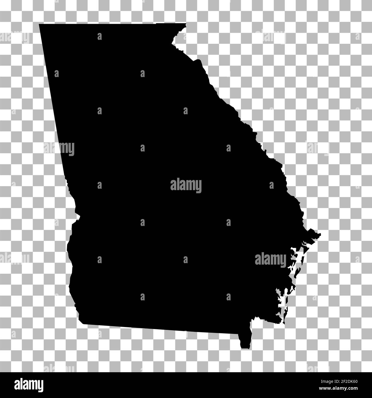 Georgien Staat auf transparentem Hintergrund. Georgia Kartenschild. Flacher Stil. Georgia State Clipart. Stockfoto