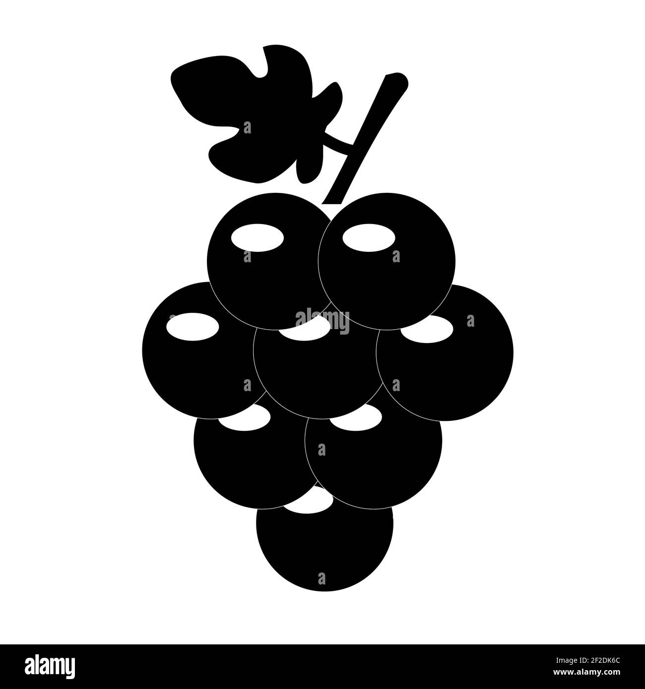 Weintrauben Symbol auf weißem Hintergrund. Trauben Obst Zeichen. Weinrebe mit Blatt Symbol. Flach Stil. Stockfoto