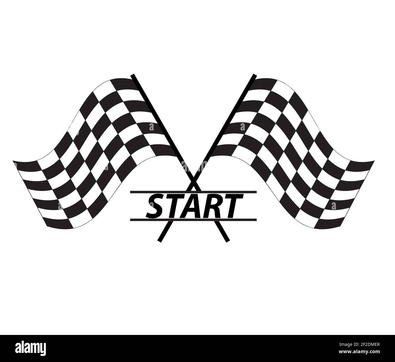 StartSymbol auf weißem Hintergrund. Flacher Stil. Race FlagZeichen