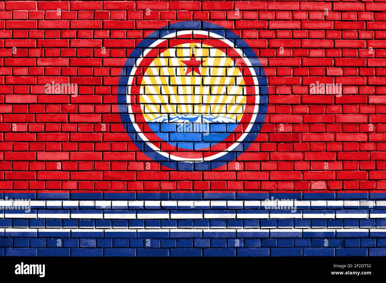 Marine-Fähnrich von Nordkorea auf Ziegelmauer gemalt Stockfoto