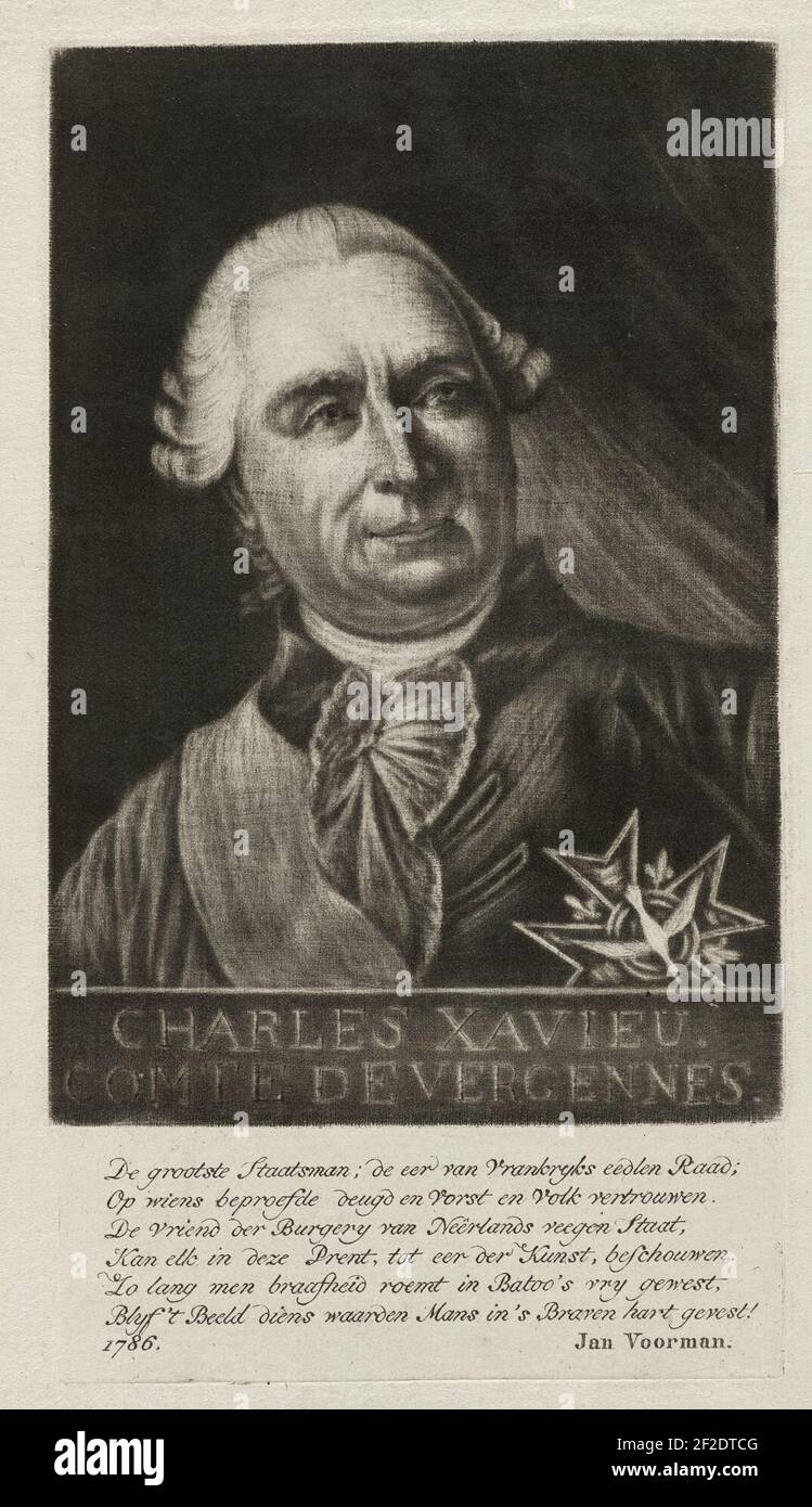 Portret van Charles Gravier, graaf van Vergennes. Stockfoto