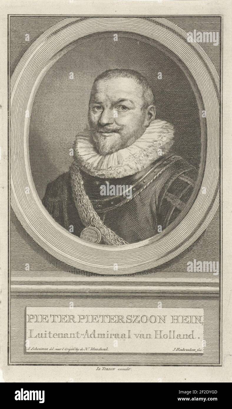Portret van Pieter Pietersz. Heyn, Jacob Houbraken, naar Aert Schouman, 1749 - 1759. Stockfoto