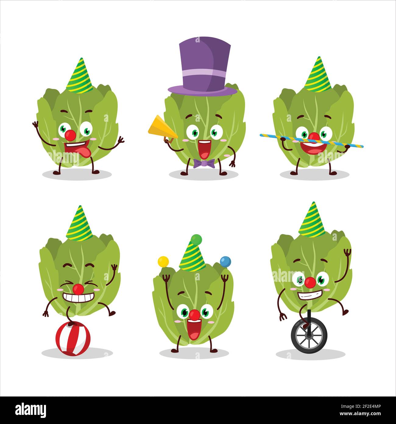 Cartoon-Charakter von romain Salat mit verschiedenen Zirkus-Shows. Vektorgrafik Stock Vektor