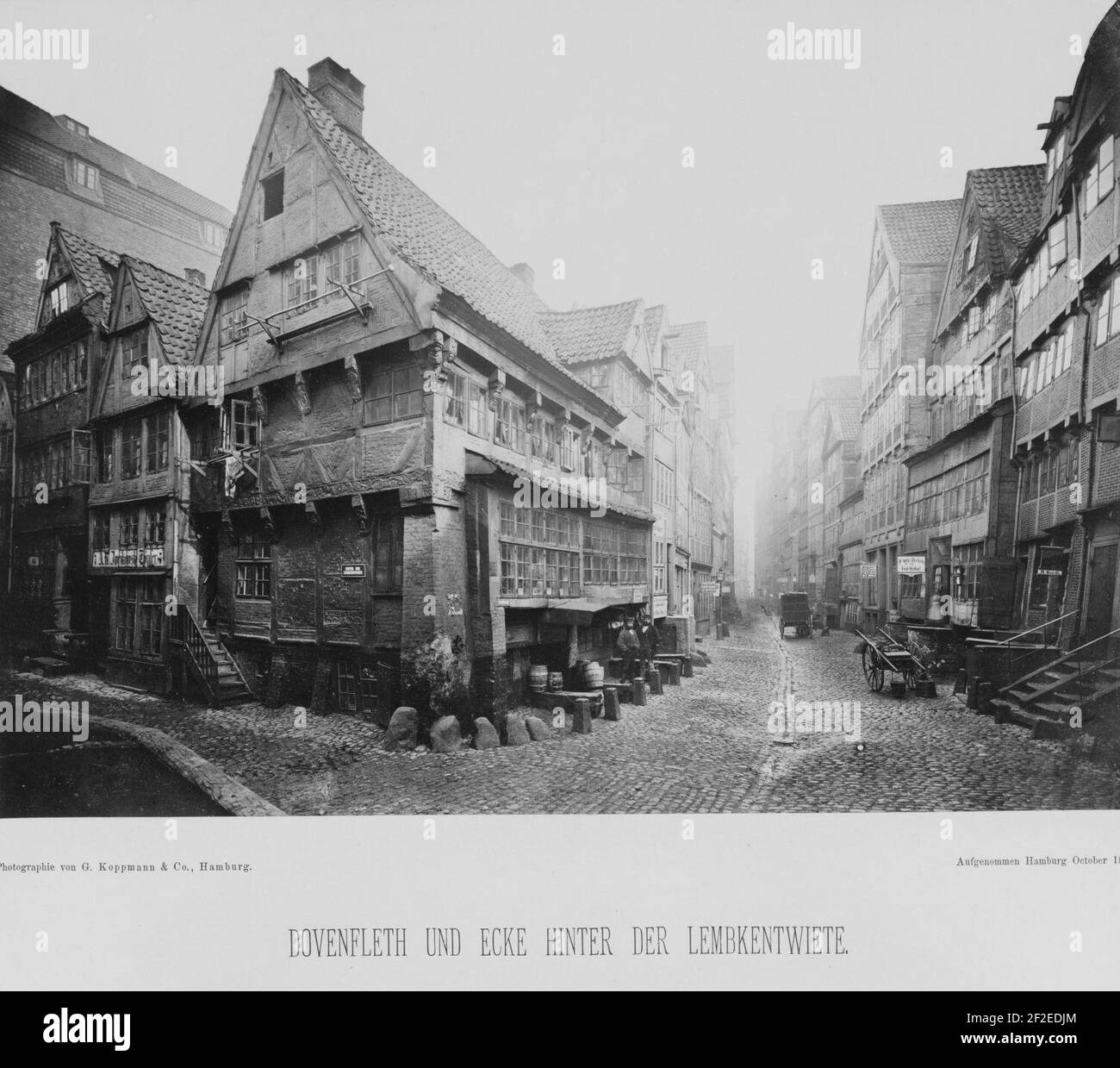 Hamburg 1883 Hinter View of the Dovenfleth von der Wandrahmbrücke aus gesehen (1883). Stockfoto