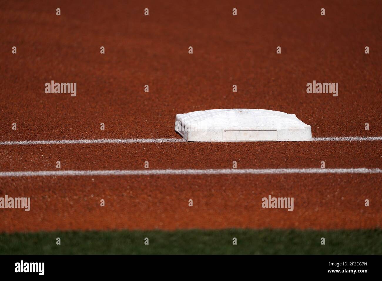 Baseball Basen an Ort und Stelle vor dem Beginn eines Major League Baseball Spring Training Spiel. Stockfoto