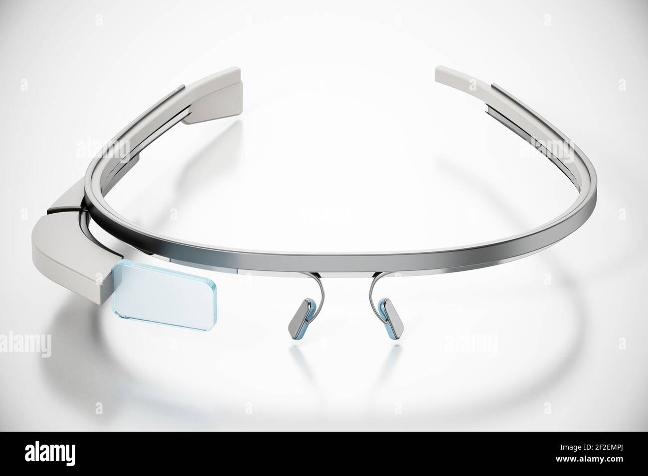 Generische tragbare Augmented Reality Smart Glasses isoliert auf weißem Hintergrund. 3D Abbildung. Stockfoto