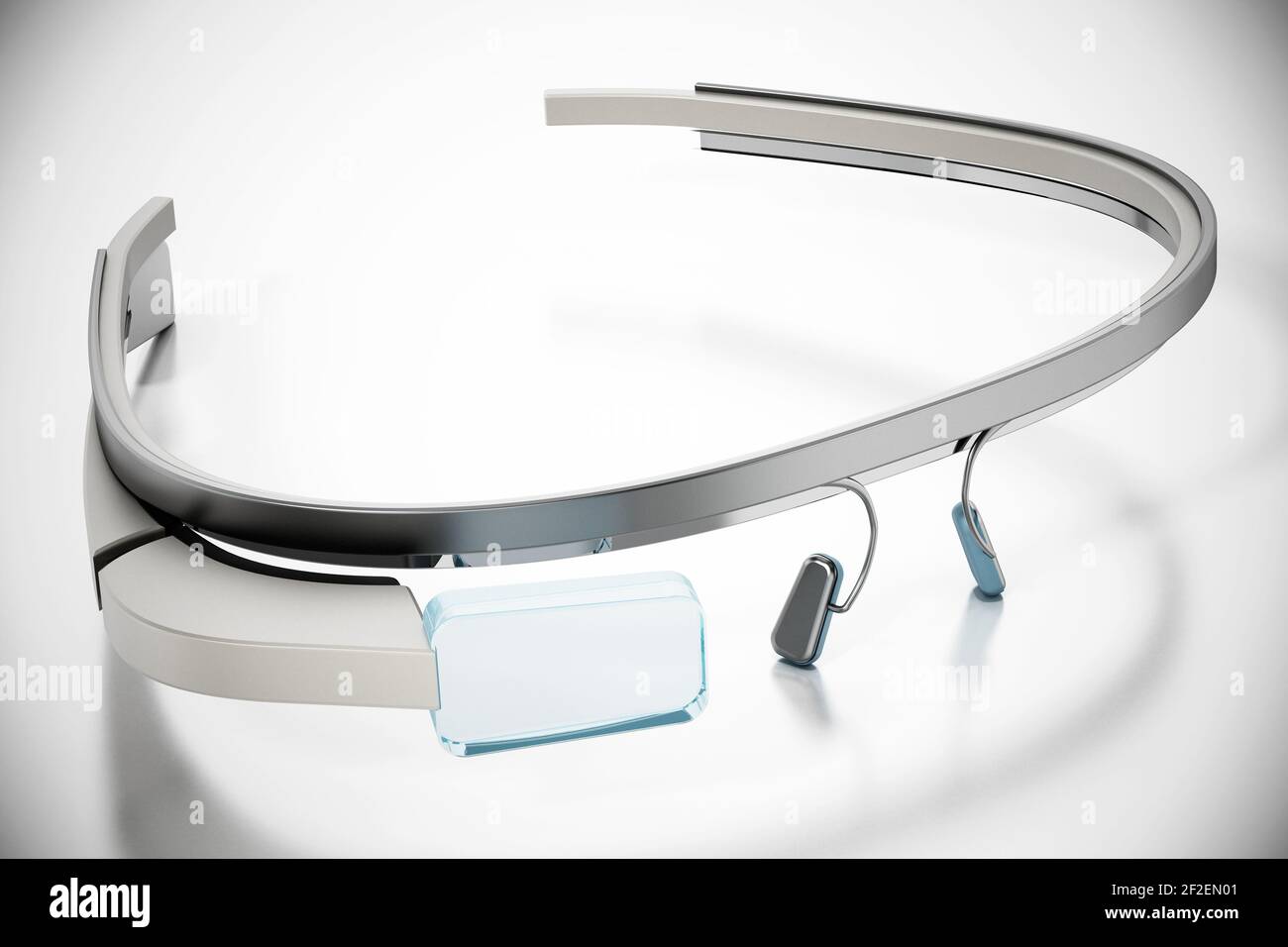 Generische tragbare Augmented Reality Smart Glasses isoliert auf weißem Hintergrund. 3D Abbildung. Stockfoto