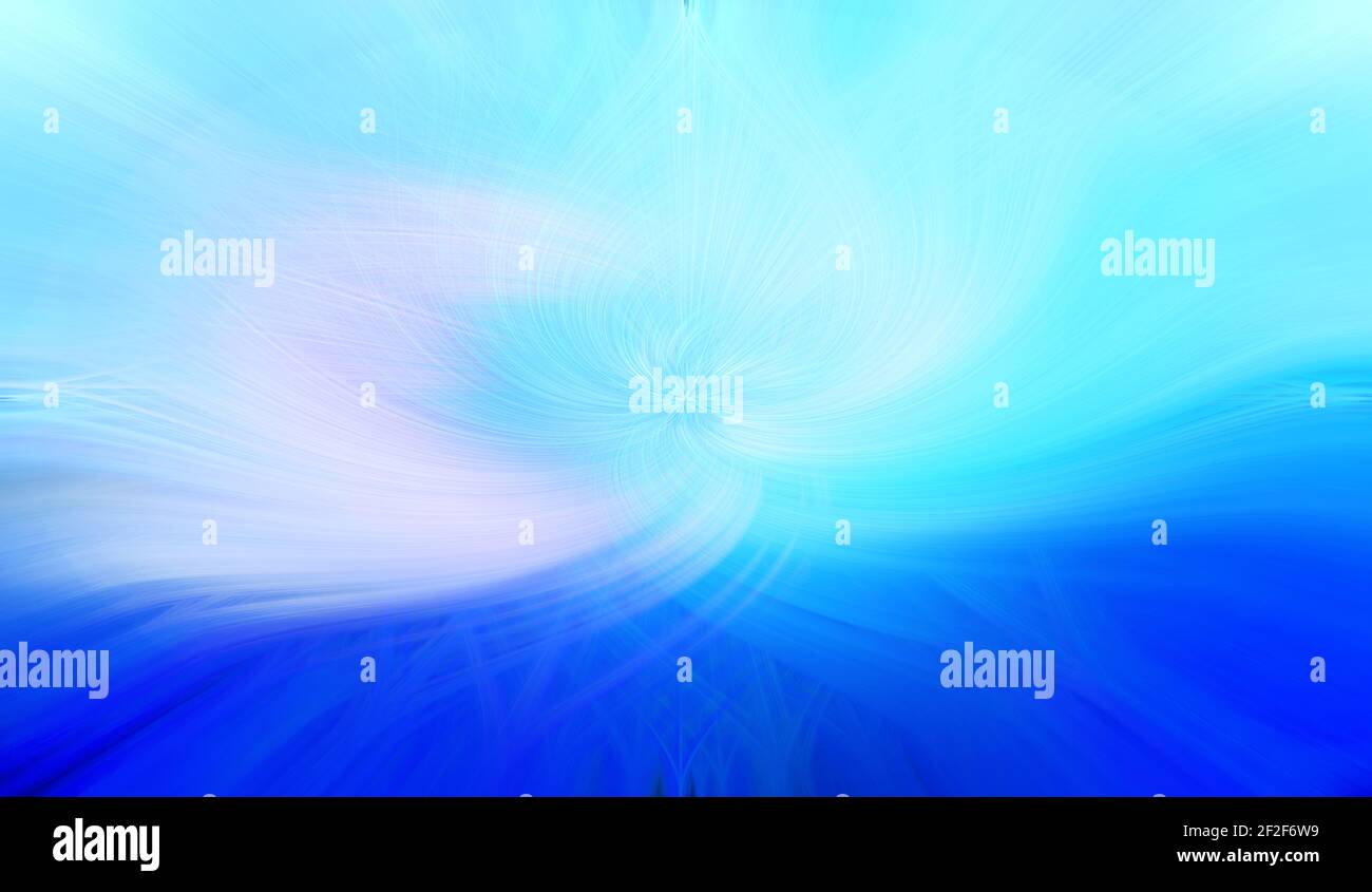 Abstrakter Hintergrund aus blauem Licht mit Wellen wie eine Blume. Federhintergrund Stockfoto