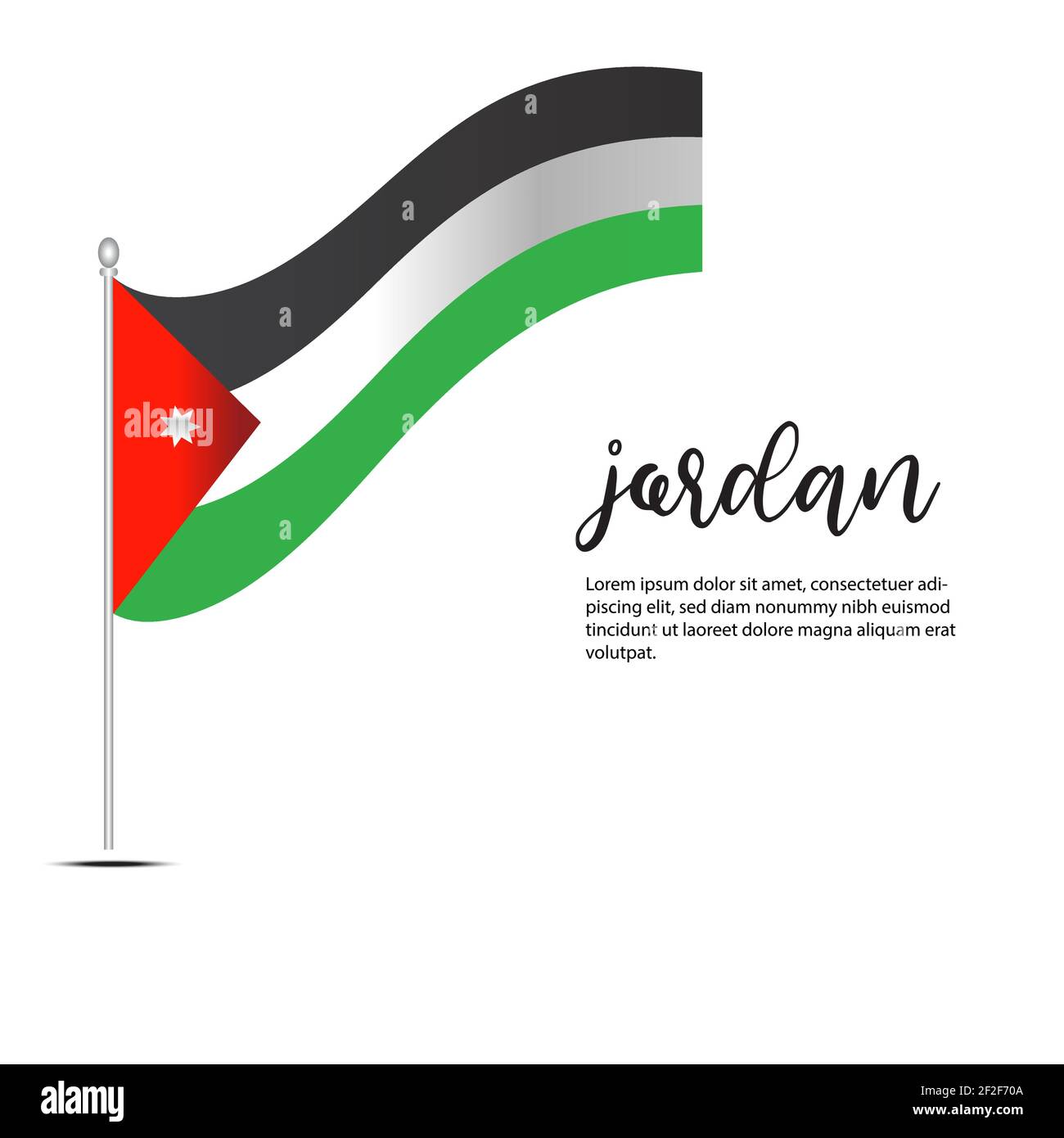 Jordan Flagge VORLAGE DESIGN Vektor Illustration auf weißem Hintergrund Stock Vektor