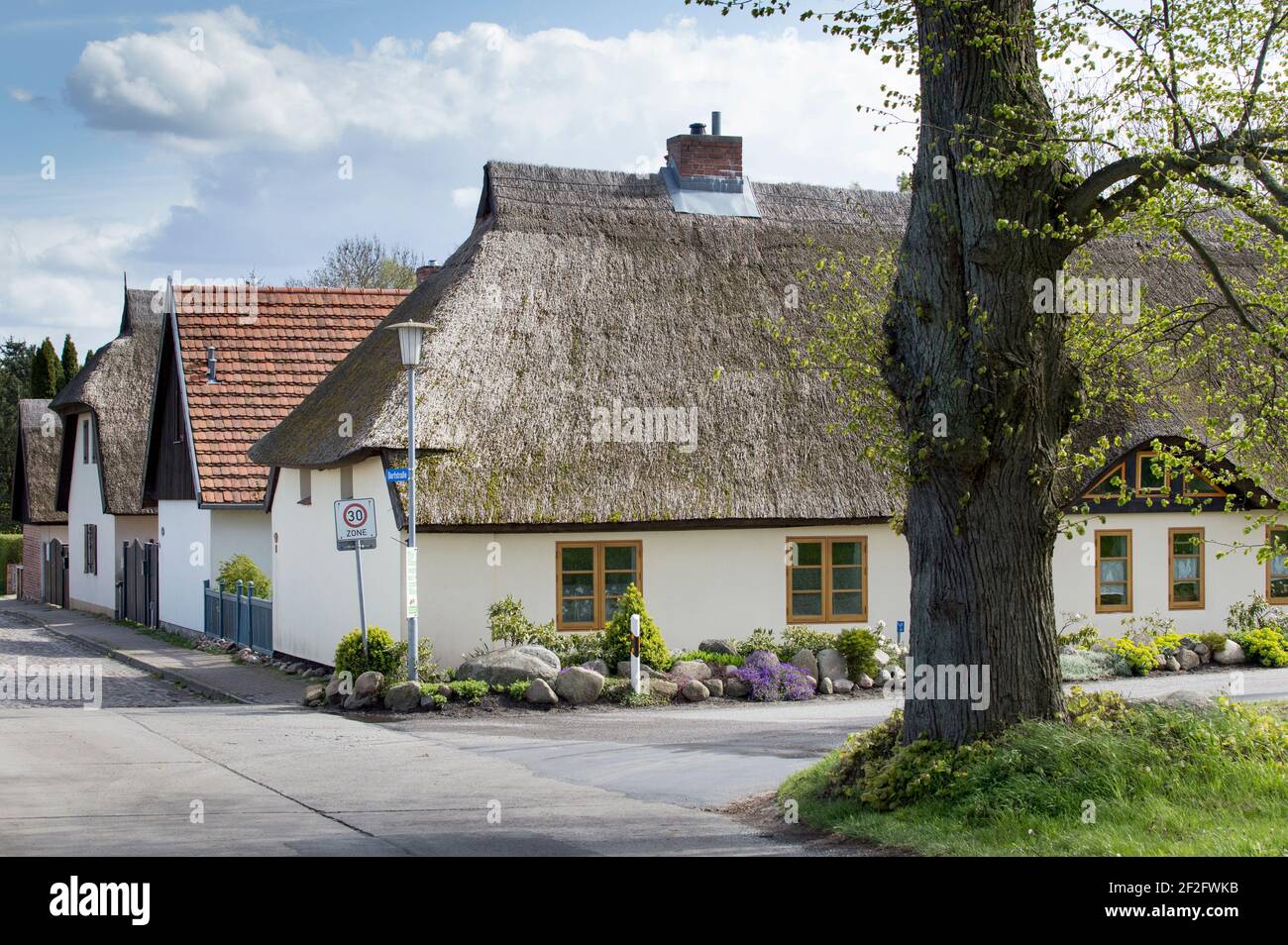 Das Stadtbild von Krummin, Wolgaster Ort Halbinsel, Usedom Stockfoto