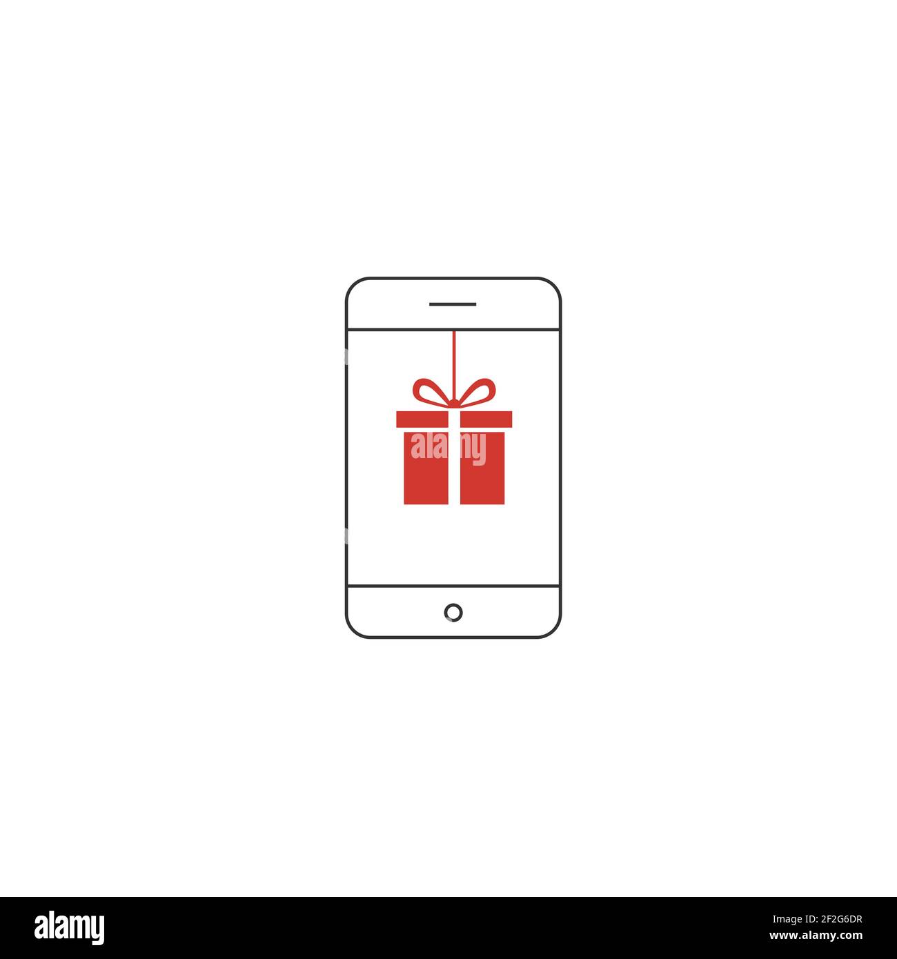 Telefon mit roten Geschenkbox Geschenk verschenken Stock Vektor