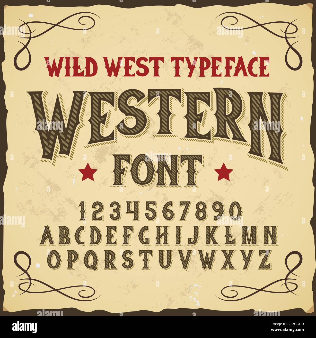 Original-Etikettenschrift mit dem Namen 'Western'. Gute handgefertigte  Schrift für jedes Label-Design Stock-Vektorgrafik - Alamy