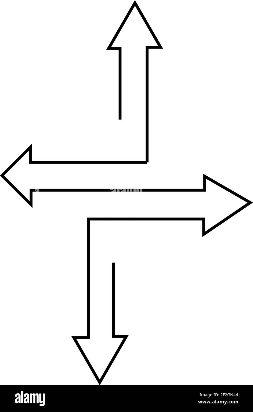 Zeichnung von vier Pfeilköpfen nach oben, unten, rechts und letf. Stockfoto Zeichnung von vier Pfeilköpfen nach oben, unten, rechts und letf. Stockfoto