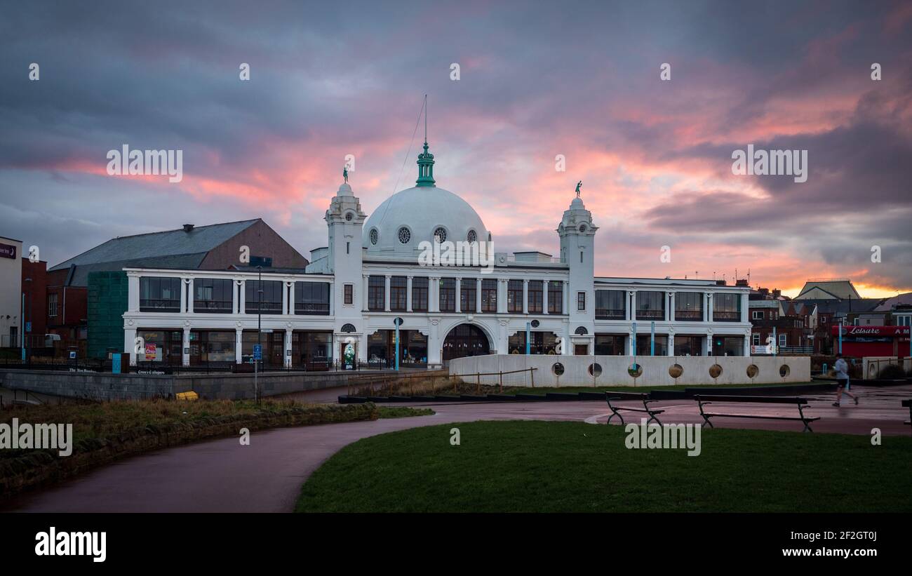 Sonnenuntergang über Spanish City, Whitley Bay Stockfoto