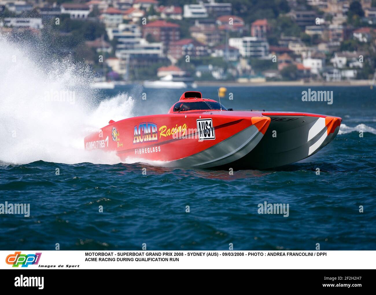 MOTORBOOT - SUPERBOAT GRAND PRIX 2008 - SYDNEY (AUS) - 09/03/2008 - FOTO : ANDREA FRANCOLINI / DPPI ACME RENNEN WÄHREND QUALIFIKATIONSLAUF Stockfoto