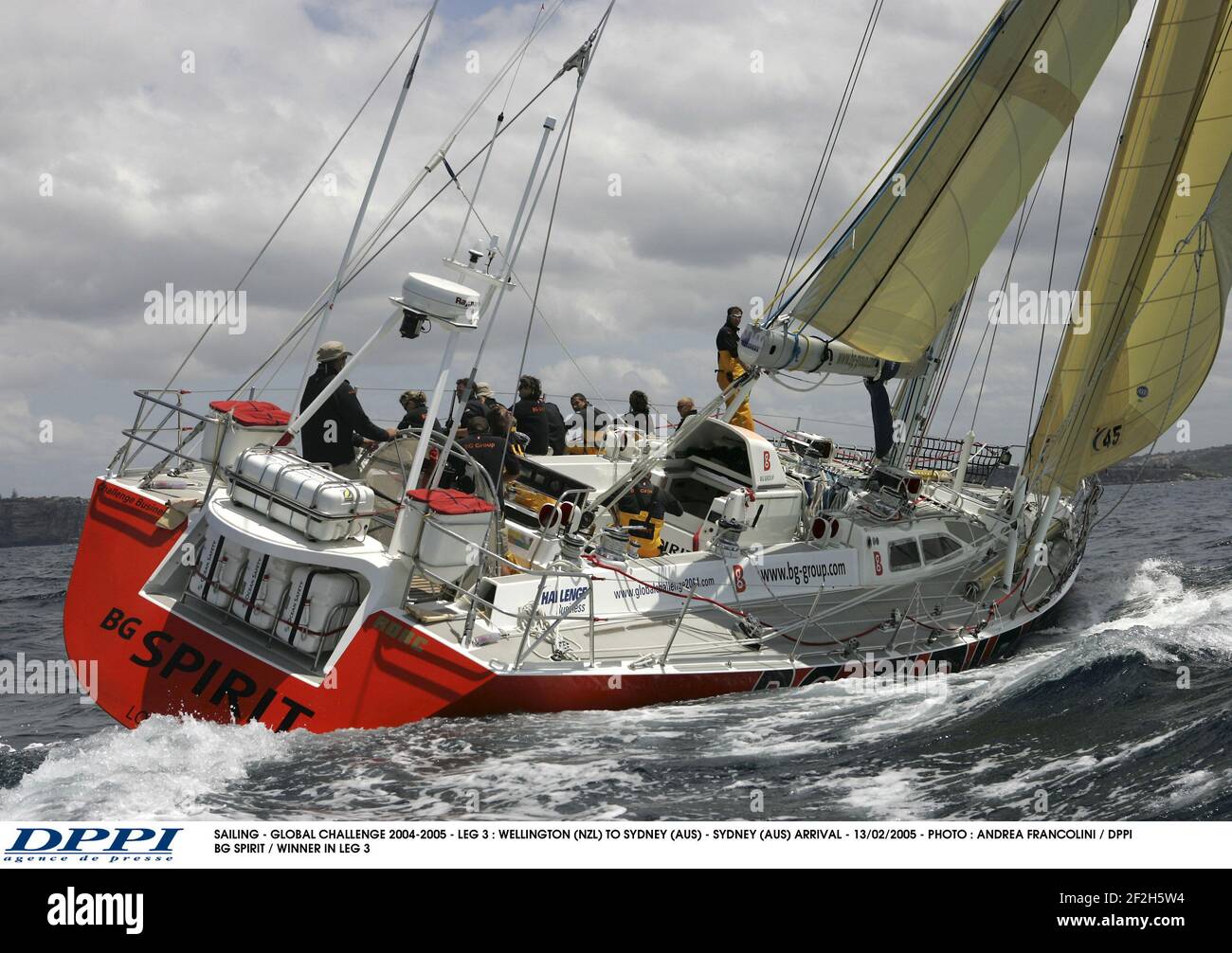 SEGELN - GLOBALE HERAUSFORDERUNG 2004-2005 - ETAPPE 3 : WELLINGTON (NZL) NACH SYDNEY (AUS) - SYDNEY (AUS) ANKUNFT - 13/02/2005 - FOTO : ANDREA FRANCOLINI / DPPI BG SPIRIT / SIEGER IN ETAPPE 3 Stockfoto