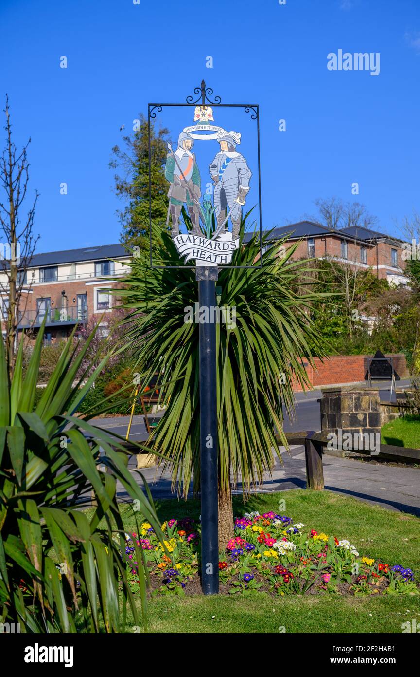 Das Stadtschild in Haywards Heath im West Sussex County, England