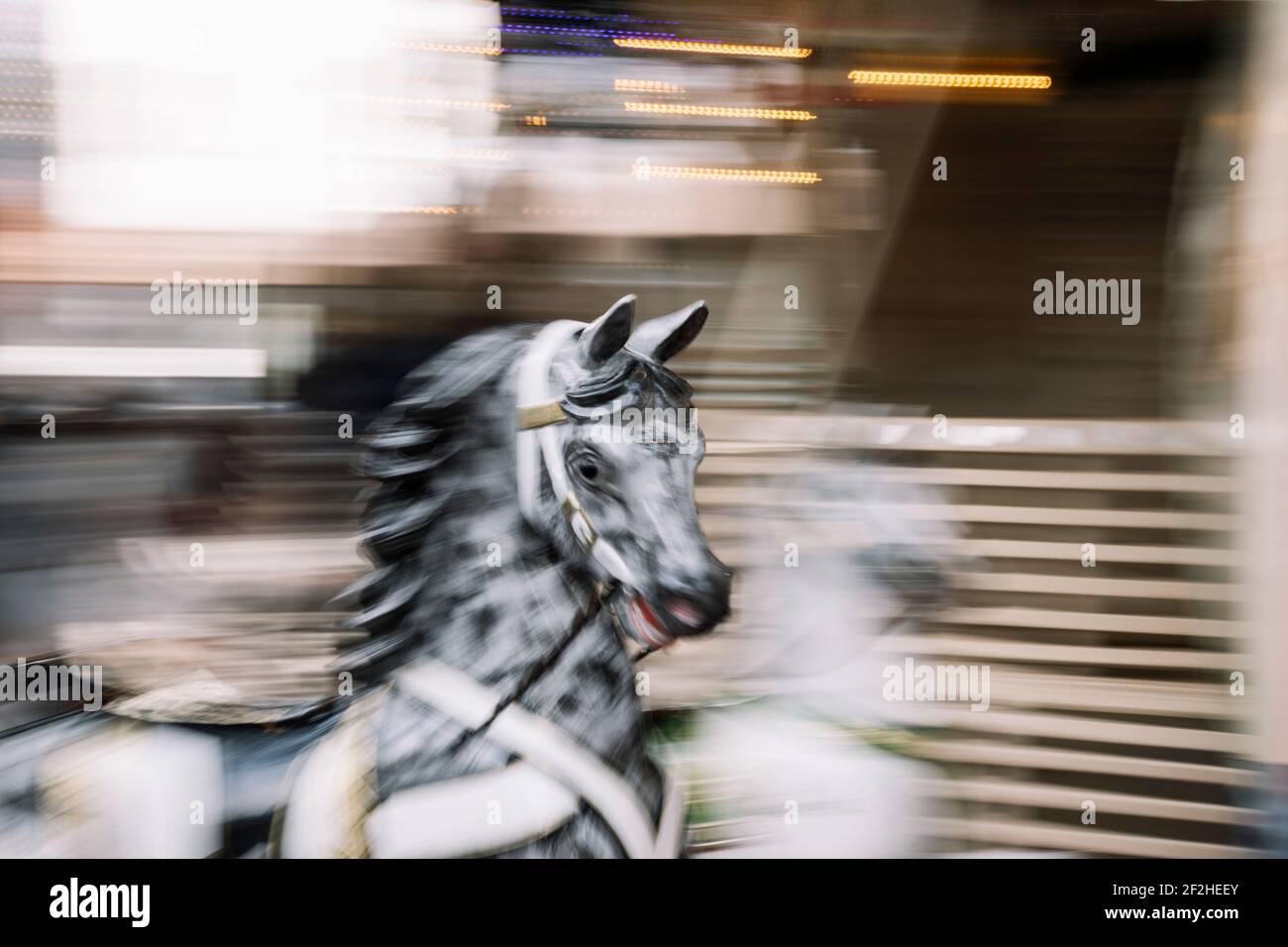 Vergnügungsfahrt, Pferd, Unschärfe Stockfoto