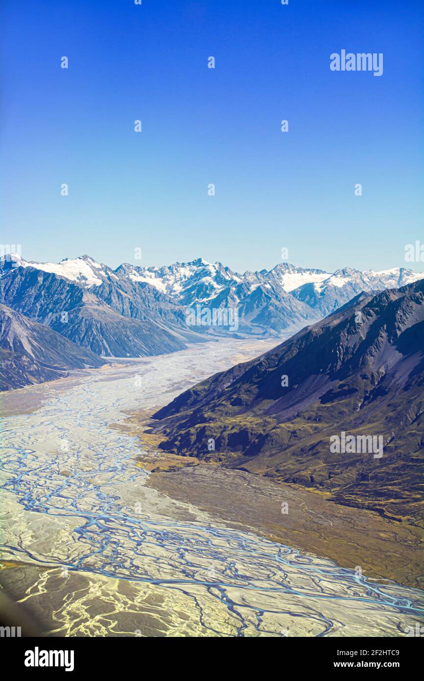 Blick über den Glaciers River, Neuseeland, Südinsel Stockfoto