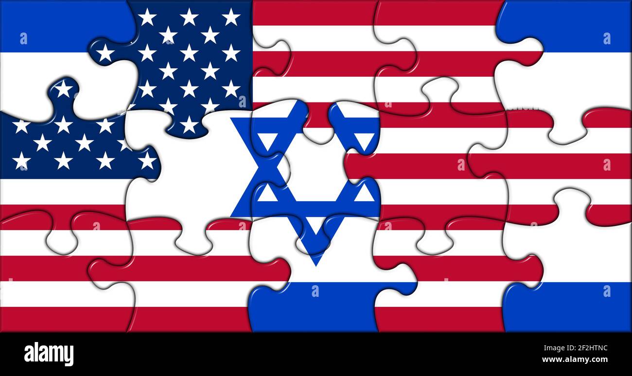 Vereinigte Staaten - Israel Puzzle Flagge Illustration Stockfoto