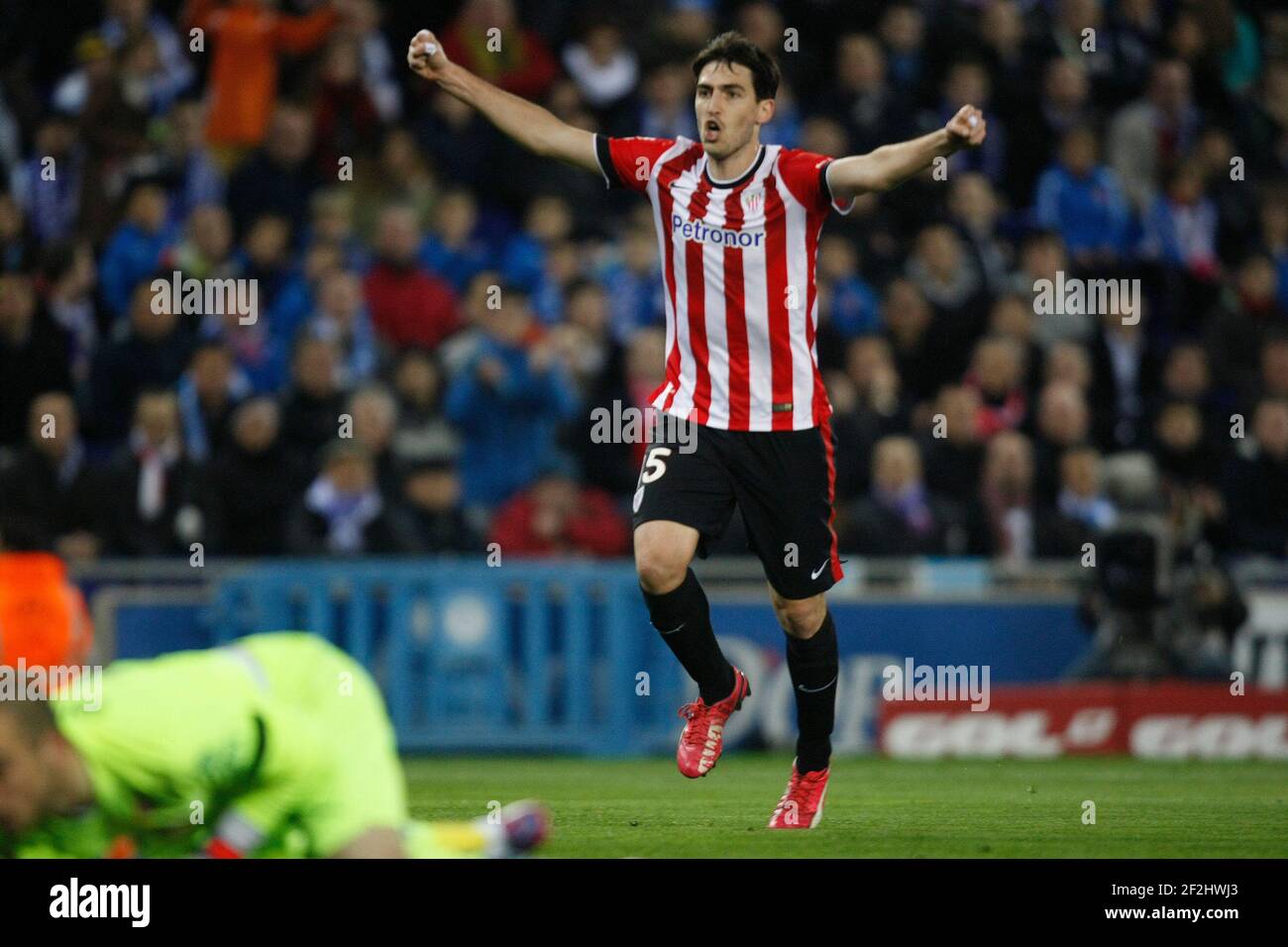 Andoni Iraola von Athletic feiert während des spanischen Cup-Fußballspiels Halbfinale, 2nd Leg, zwischen RCD Espanyol und Athletic de Bilbao am 04. März 2015 im Power 8 Stadion in Barcelona, Spanien. Foto Bagu Blanco / DPPI Stockfoto