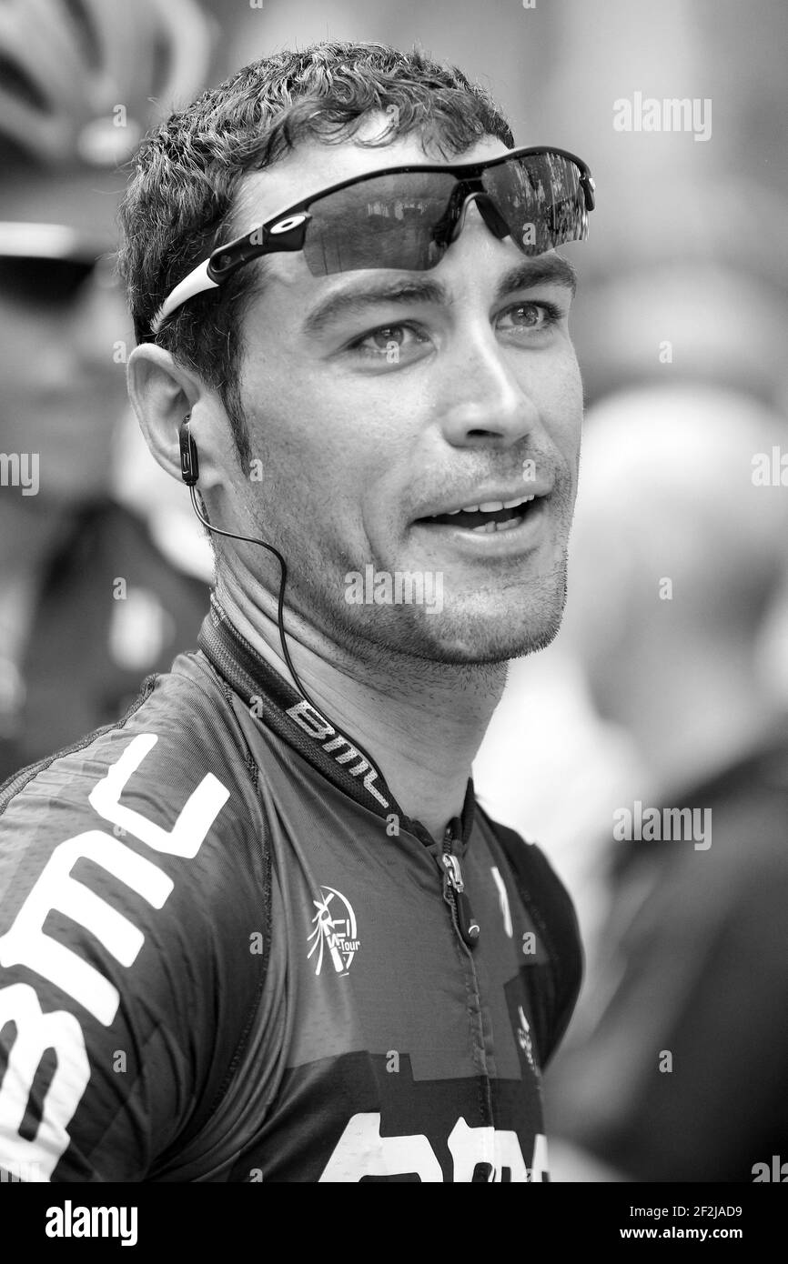 RADFAHREN - TOUR DE FRANCE 2012 - ETAPPE 18 - Blagnac > Brive-La-Gaillarde (222,5 km) - 20/07/2012 - FOTO MANUEL BLONDAU / DPPI - BMC RACING TEAM TEAMRIDER GEORGE HINCAPIE AUS DEN USA IST VOR ABGEBILDET ZUM ANFANG Stockfoto