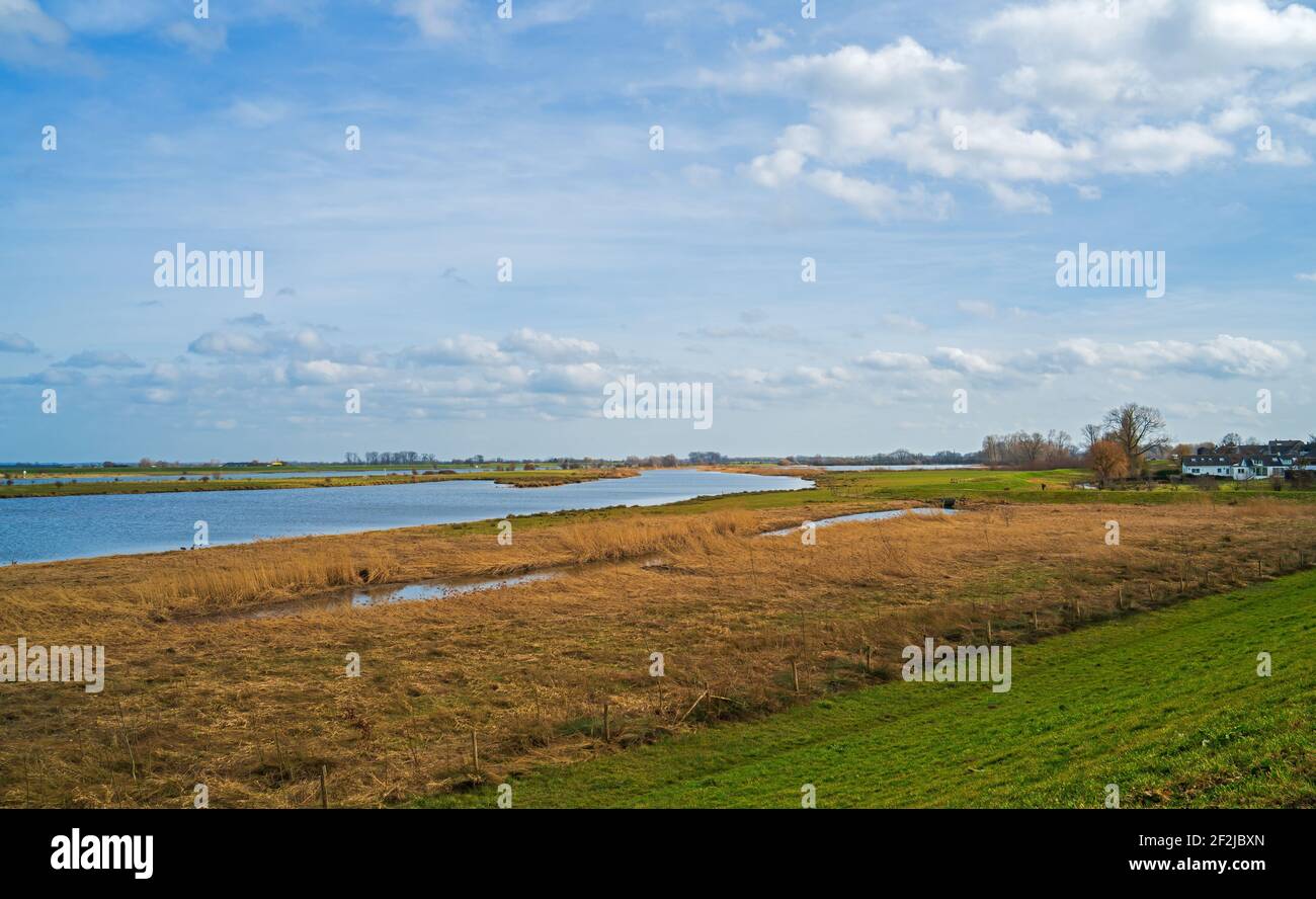 Blick über den Fluss Lek in den Niederlanden Stockfoto