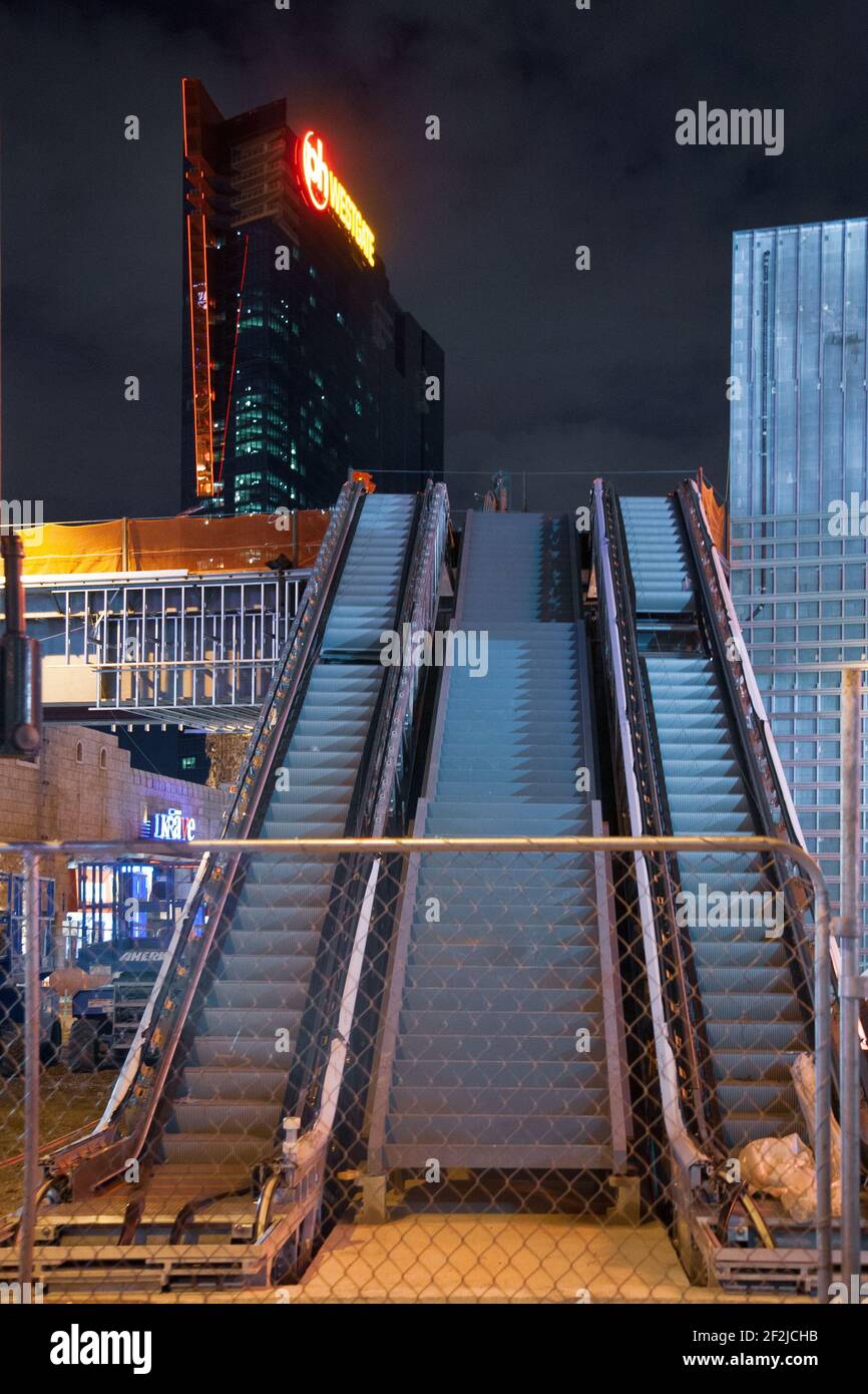 Rolltreppe im Bau in einer Straße von Las Vegas Stockfoto