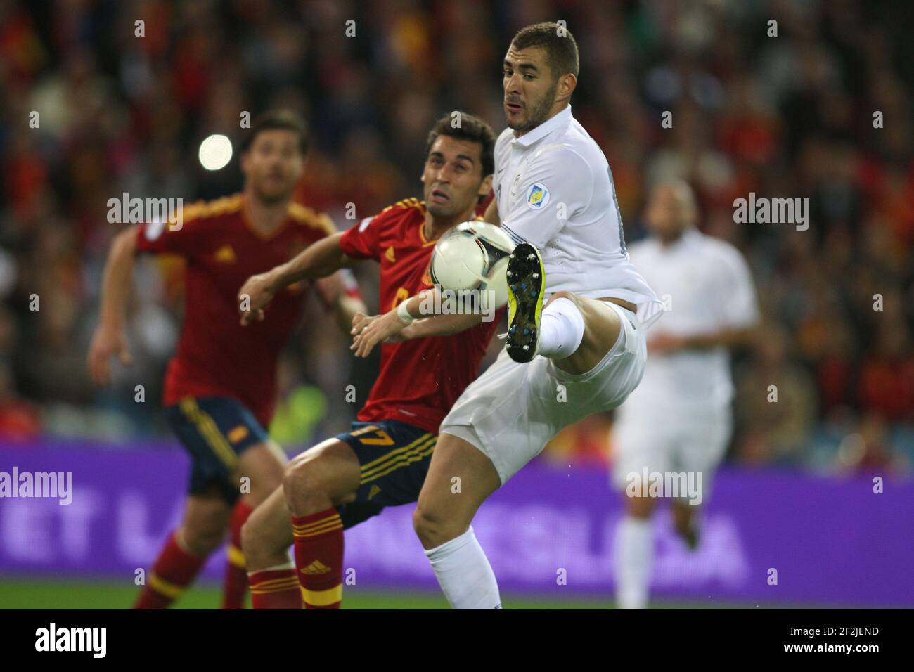 FUSSBALL - FIFA FUSSBALL-WELTMEISTERSCHAFT 2014 - QUALIFYING - SPANIEN V FRANKREICH - 16/10/2012 - FOTO MANUEL BLONDAU / AOP PRESSE / DPPI - KARIM BENZEMA Stockfoto