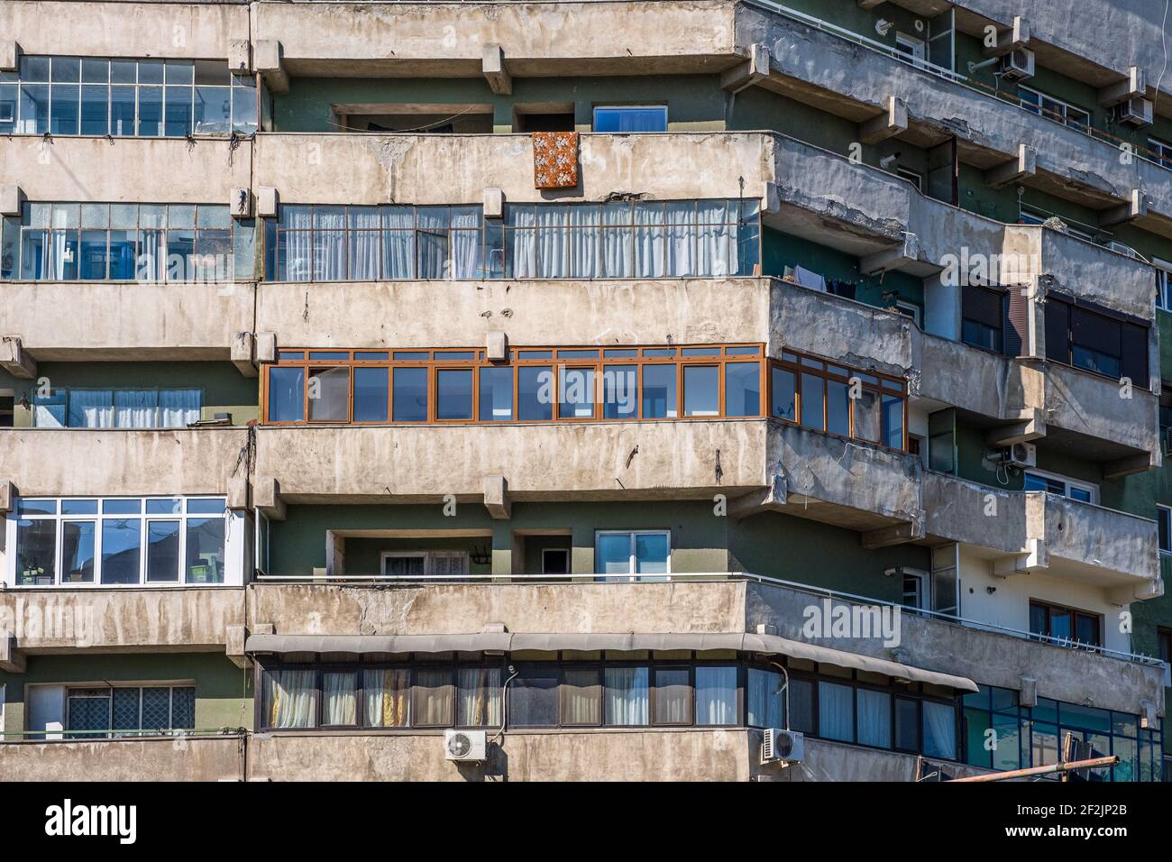 Kommunistische Architektur Details in Craiova, Dolj, Rumänien, EU. Stockfoto