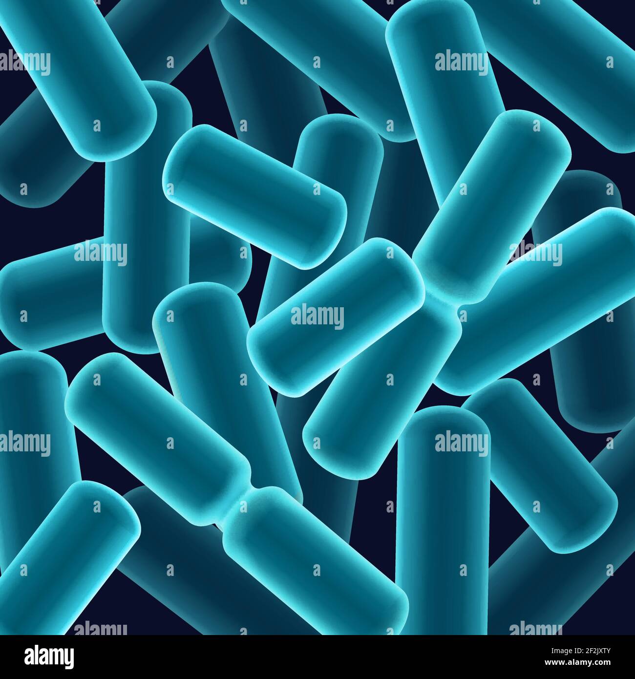Vektor abstrakt blau Stab-förmigen Bazilli Bakterien Nahaufnahme Draufsicht Stock Vektor