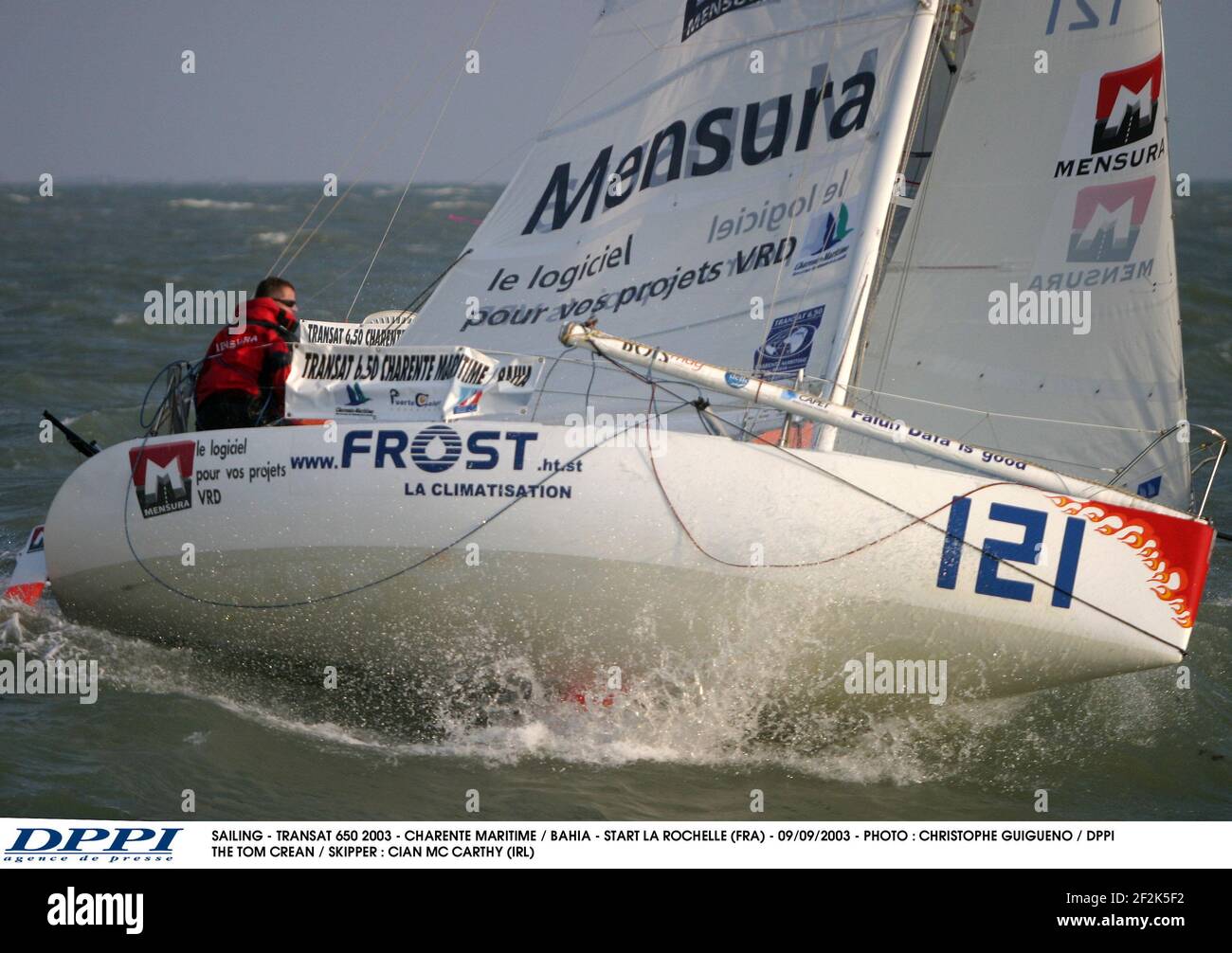 SEGELN - TRANSAT 650 2003 - CHARENTE MARITIME / BAHIA - START LA ROCHELLE (FRA) - 09/09/2003 - FOTO : CHRISTOPHE GUIGUENO / DPPI DER TOM CREAN / SKIPPER : CIAN MC CARTHY (IRL) Stockfoto