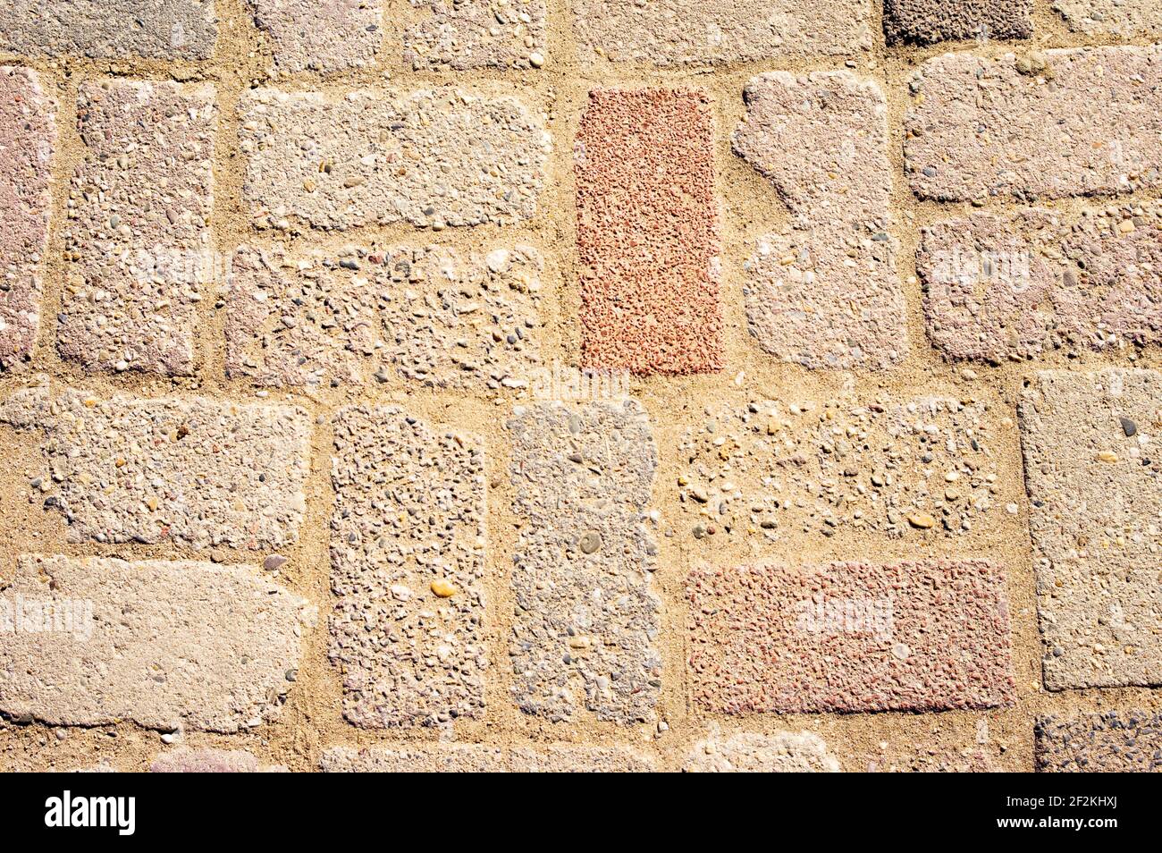 Street Backstein Muster mit verschiedenen Farben Hintergrund Stockfoto