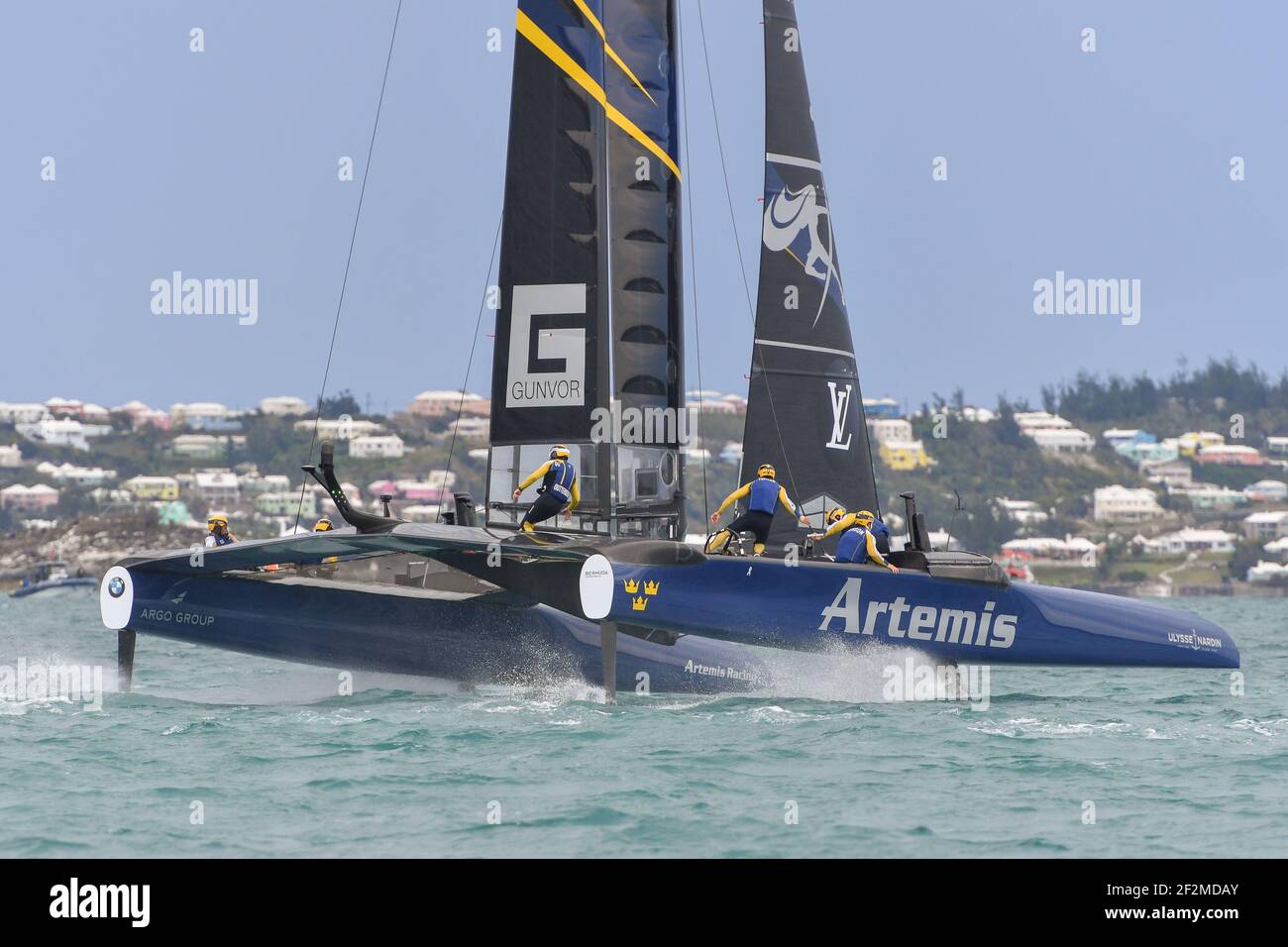 Artemis Racing of Sweden wurde von Nathan Outteridge während des Louis Vuitton America's Cup Challenger Playoff Finales 4th im Great Sound of Hamilton, Bermuda am 11th. Juni 2017 mit Skipper geführt - Foto Christophe Favreau / DPPI Stockfoto