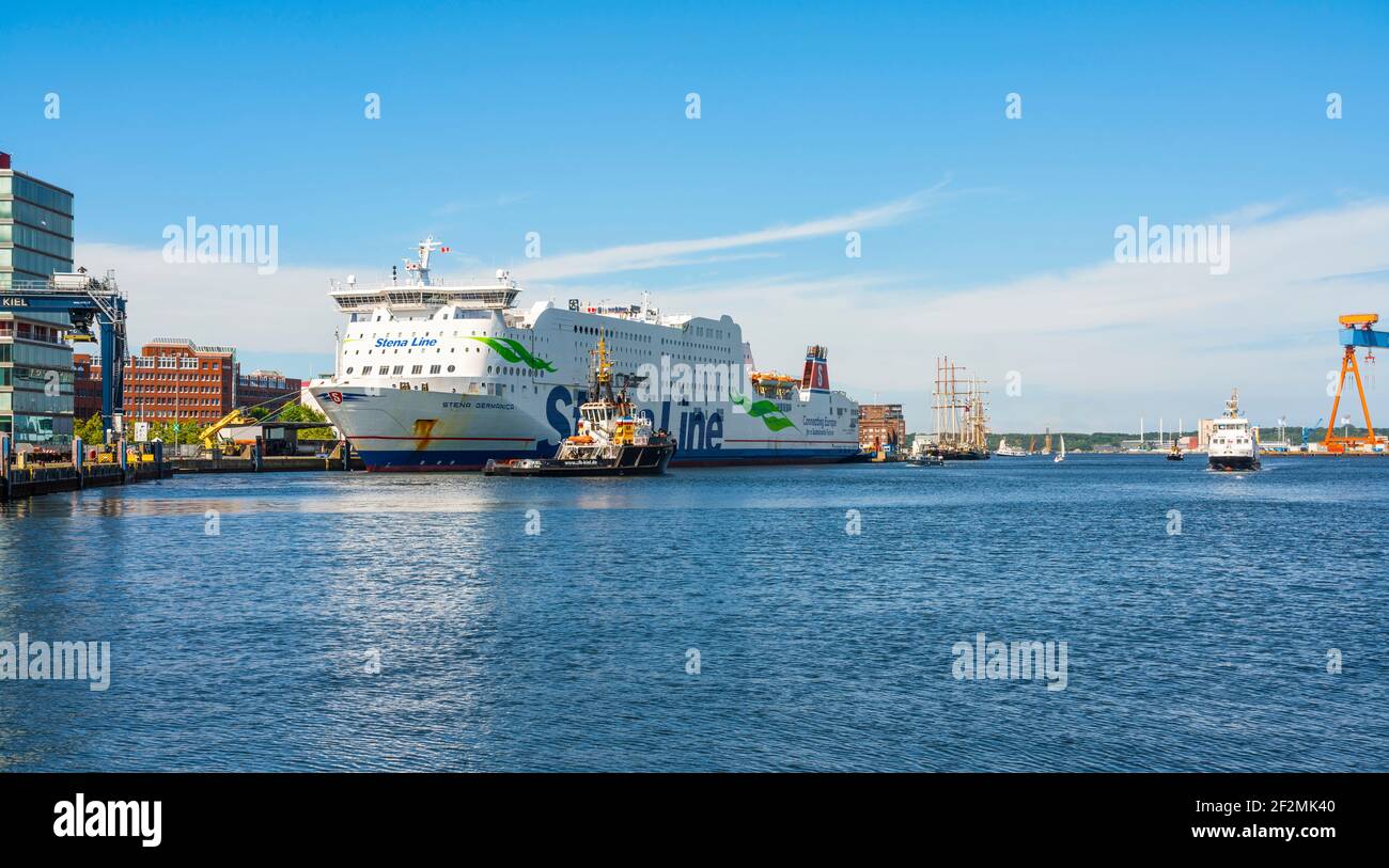 Die Stena Germanica am Schwedenkai-Liegeplatz im Kieler Hafen. Stockfoto