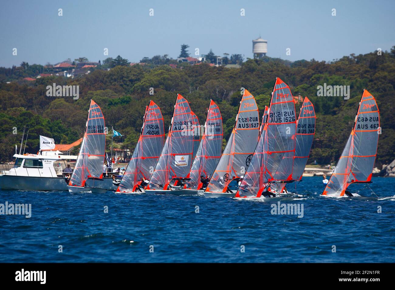 SEGELN - SEGELREGATTA SYDNEY 2009 - OLYMPISCHE KLASSE - WOOLLAHRA SEGELCLUB IN ROSE BAY (AUS) - 05-08/12/2009PHOTO : CHRISTOPHE LAUNAY / DPPI 29ERS Stockfoto