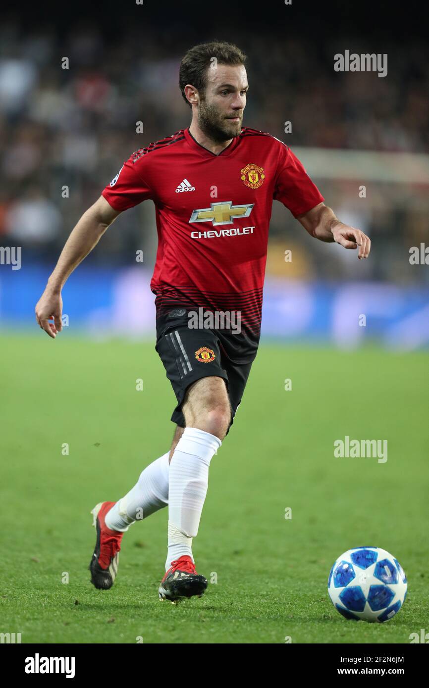 Juan Mata von Manchester United während der UEFA Champions League, Gruppe H Fußballspiel zwischen Valencia CF und Manchester United am 12. Dezember 2018 im Mestalla Stadion in Valencia, Spanien - Foto Manuel Blondau / AOP Press / DPPI Stockfoto