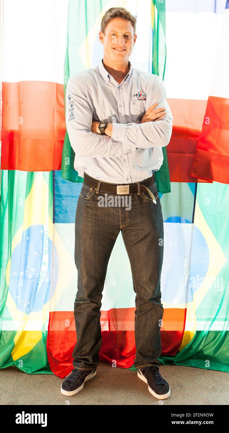 Jonathan Lobert während des Olympischen Tages in der BPCE-Zentrale, Finn, am 4. April 2016 in Paris, Frankreich - Foto Christophe Launay / DPPI Stockfoto