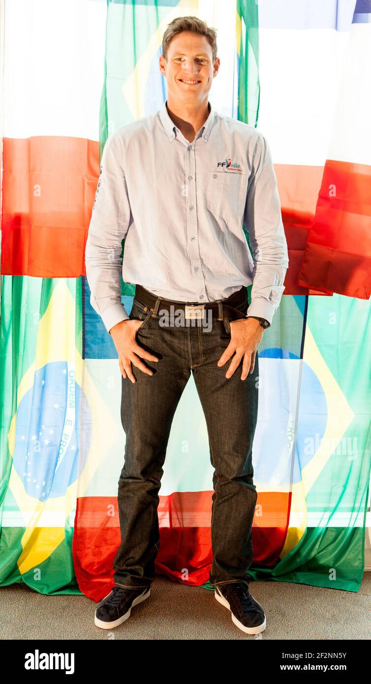 Jonathan Lobert während des Olympischen Tages in der BPCE-Zentrale, Finn, am 4. April 2016 in Paris, Frankreich - Foto Christophe Launay / DPPI Stockfoto