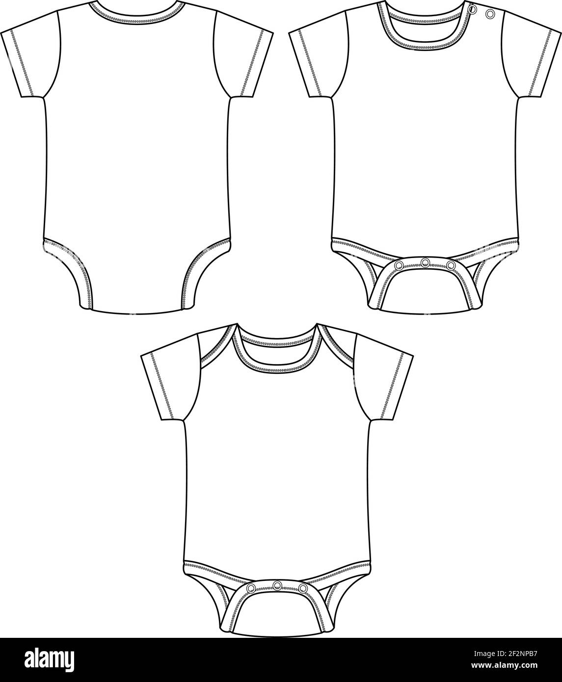 Vektor Baby Body. Layette Bekleidung Für Kleinkinder. Mode flache Skizze Vorlage. Technische Mode Illustration. Stock Vektor