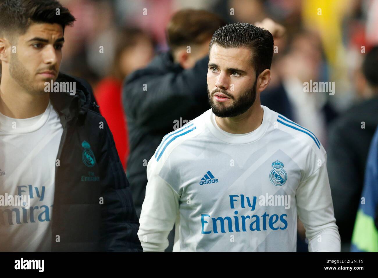 Real Madrids spanischer Verteidiger Nacho Fernandez reagiert während des Fußballspiels der spanischen Meisterschaft Liga zwischen Atletico Madrid und Real Madrid am 18. November 2017 im Wanda Metropolitano in Madrid, Spanien - Foto Benjamin Cremel / DPPI Stockfoto