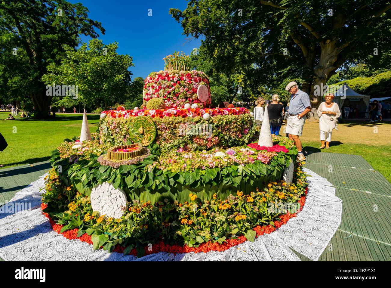 Helsingborg, AUG 27, 2016 - Spezielle Blumenstrauß-Veranstaltung im Sofiero Slottsrestauang, Schweden Stockfoto