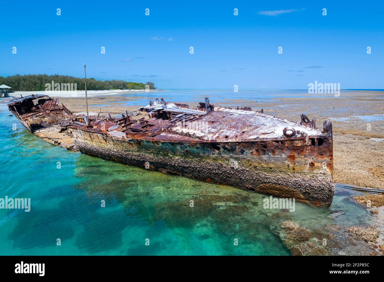 Das Wrack des HMAS Protectors auf Heron Island Stockfoto