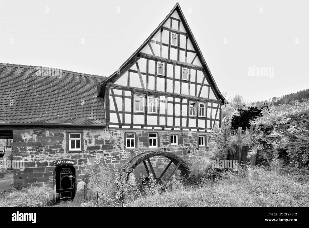 Burgmühle, Hausansicht, historische Altstadt, Altstadt, Büdingen, Wetteraukreis, Rhein-Main-Gebiet, Hessen, Deutschland, Europa Stockfoto