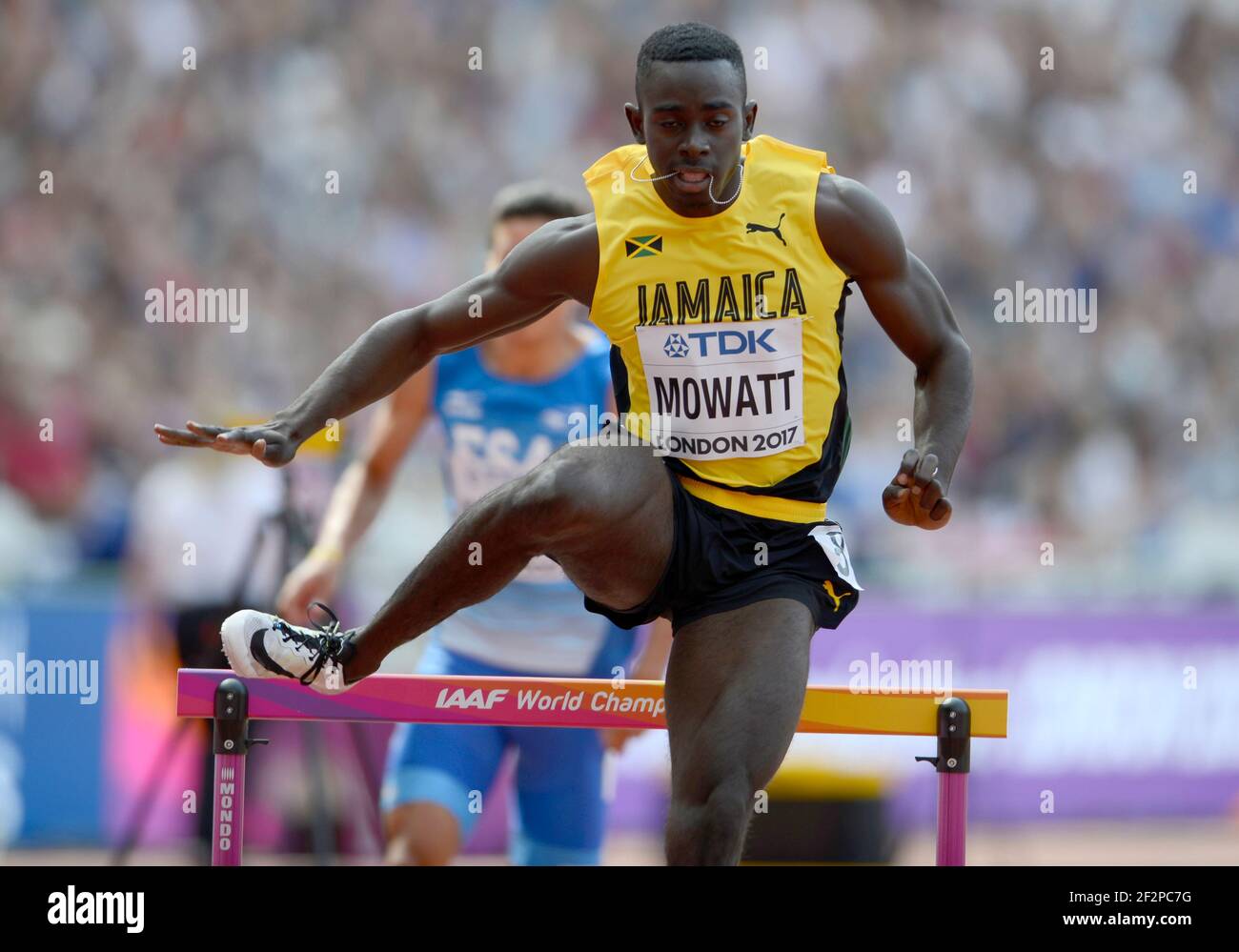 Kemar Mowatt (Jamaika). 400 Meter Hürden, heizt. IAAF Leichtathletik-Weltmeisterschaften, London 2017 Stockfoto