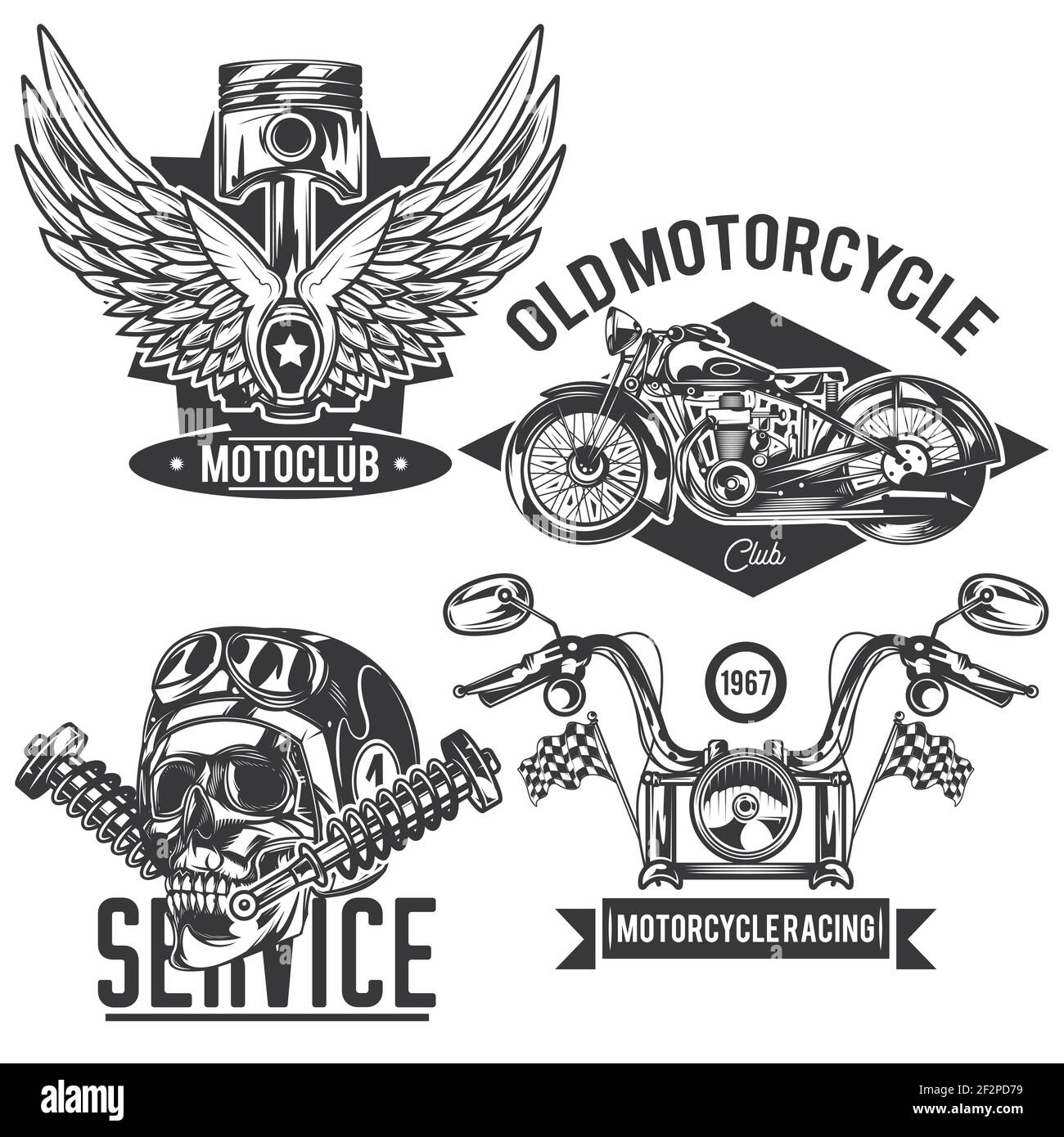 Set von Vintage alten Motorrad Rennzeichnungen Aufkleber Stock-Vektorgrafik  - Alamy