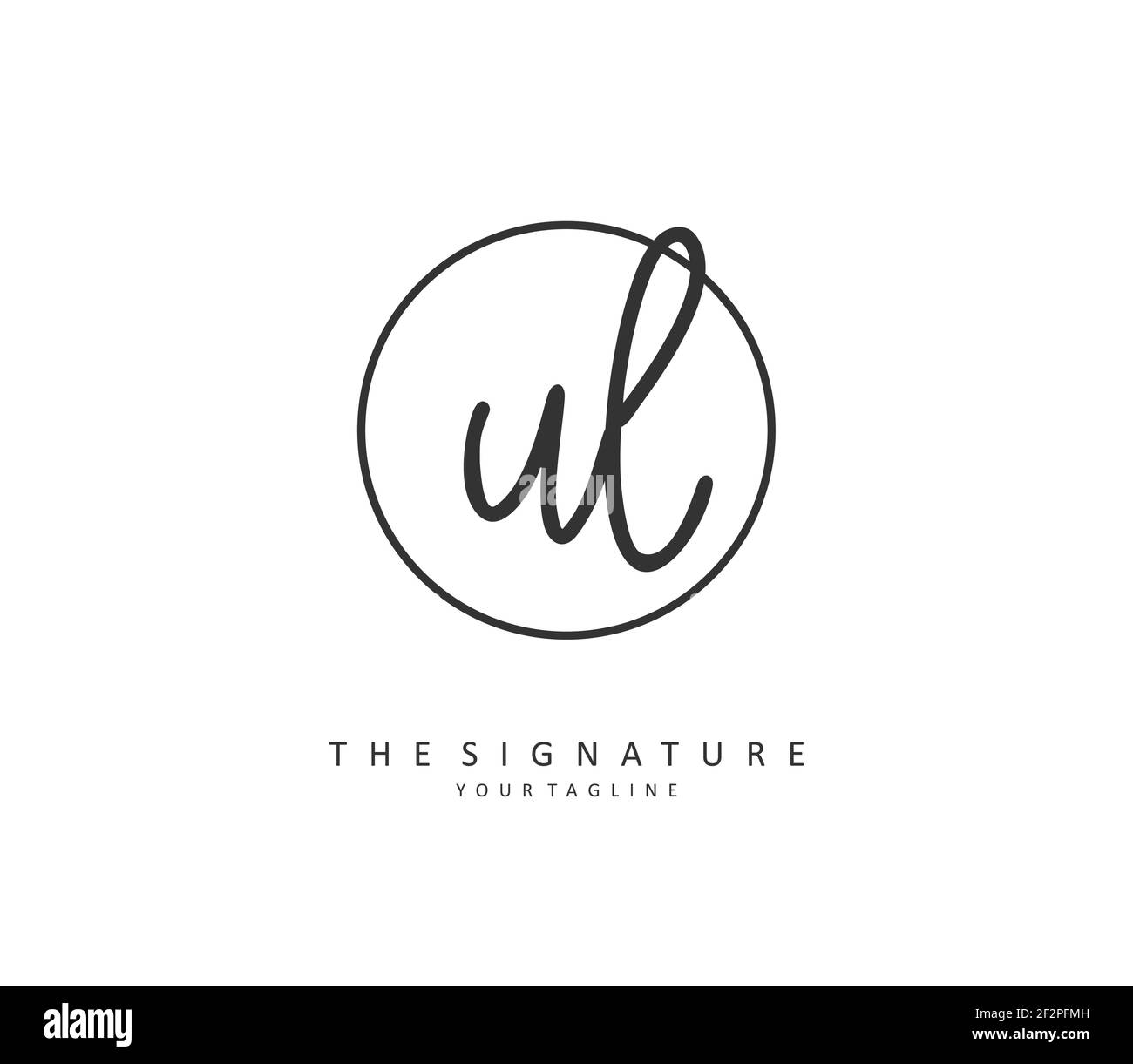 UL Anfangsbuchstabe Handschrift und Unterschrift Logo. Ein Konzept handschriftlich Initiallogo mit Template-Element. Stock Vektor