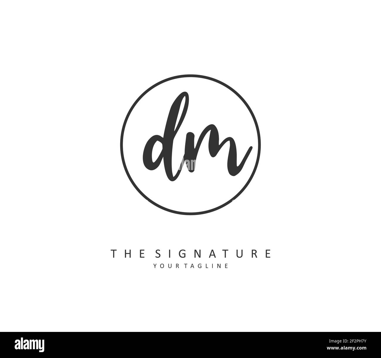 D M DM Anfangsbuchstabenhandschrift und Signaturlogo. Ein Konzept handschriftlich Initiallogo mit Template-Element. Stock Vektor